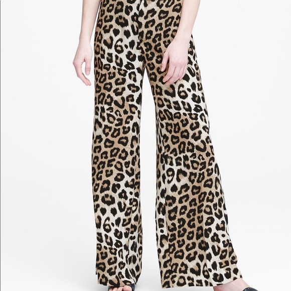 Banana Republic Pants - Leopard Print High-waist, Wide-leg Pants